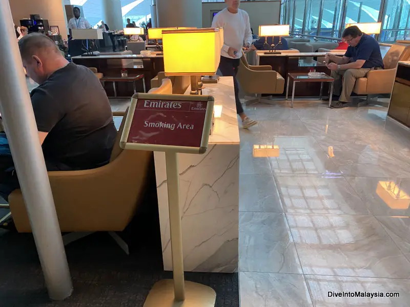 Smokers area in Dubai Emirates lounge concourse b