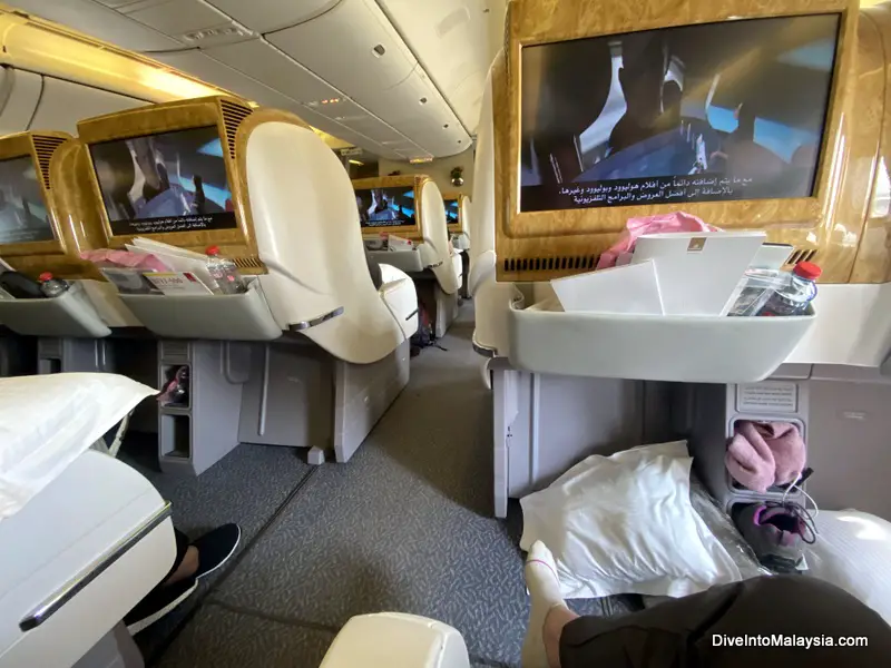 Emirates business class 777-300 view from seat of cabin
