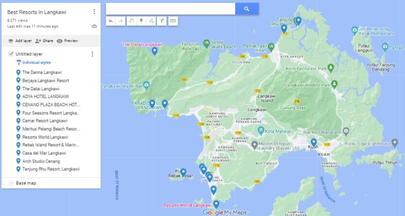 Best Resorts In Langkawi map