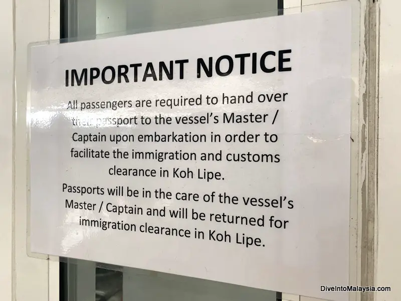 Your passport will be taken before boarding and given back in Koh Lipe